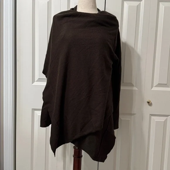 Dark Brown Open Front Wrap/Shawl Cardigan - Picture 2 of 5
